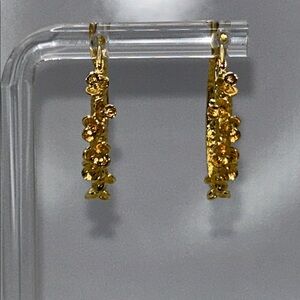 NWOT Gold Plated Bronze Floral Hoop Earrings By Designer B Italy